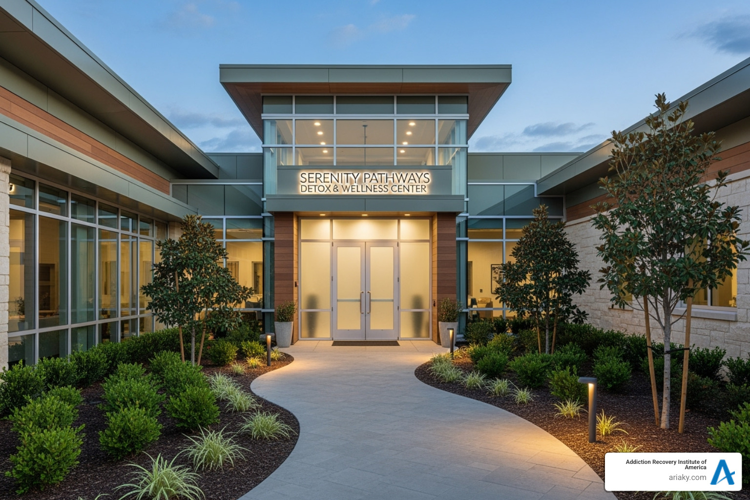 a welcoming and professional detox facility entrance - benzo detox near me