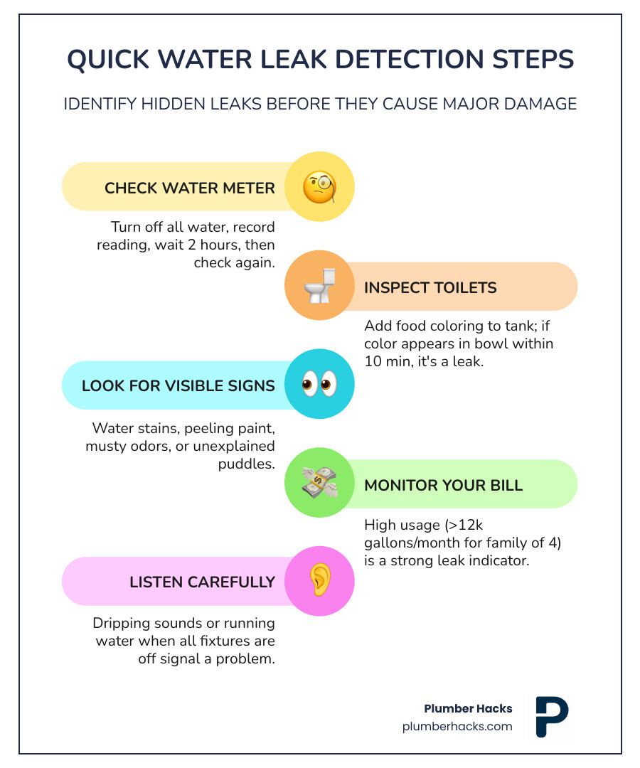 infographic showing annual water waste from common household leaks: dripping faucet wastes 3,000 gallons per year, running toilet wastes 22,000 gallons per year, leaking showerhead wastes 500 gallons per year, with total household average of 10,000 gallons wasted annually - water leak troubleshooting infographic infographic-line-5-steps-colors