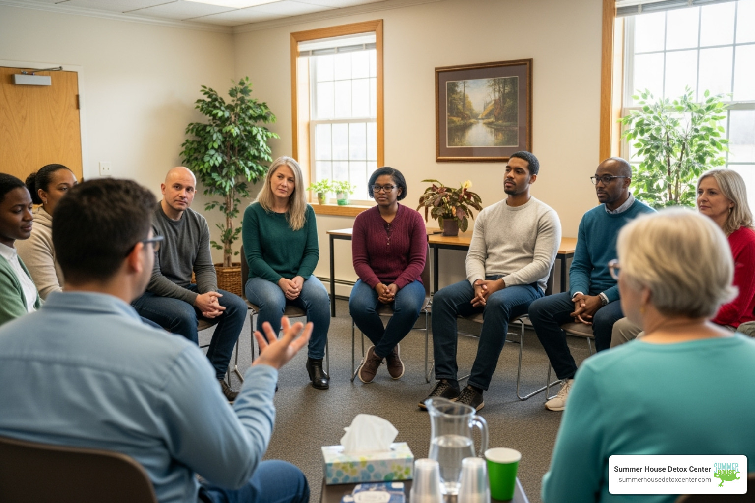 group of people in a support meeting - drug withdrawal help group of people in a support meeting - drug withdrawal help