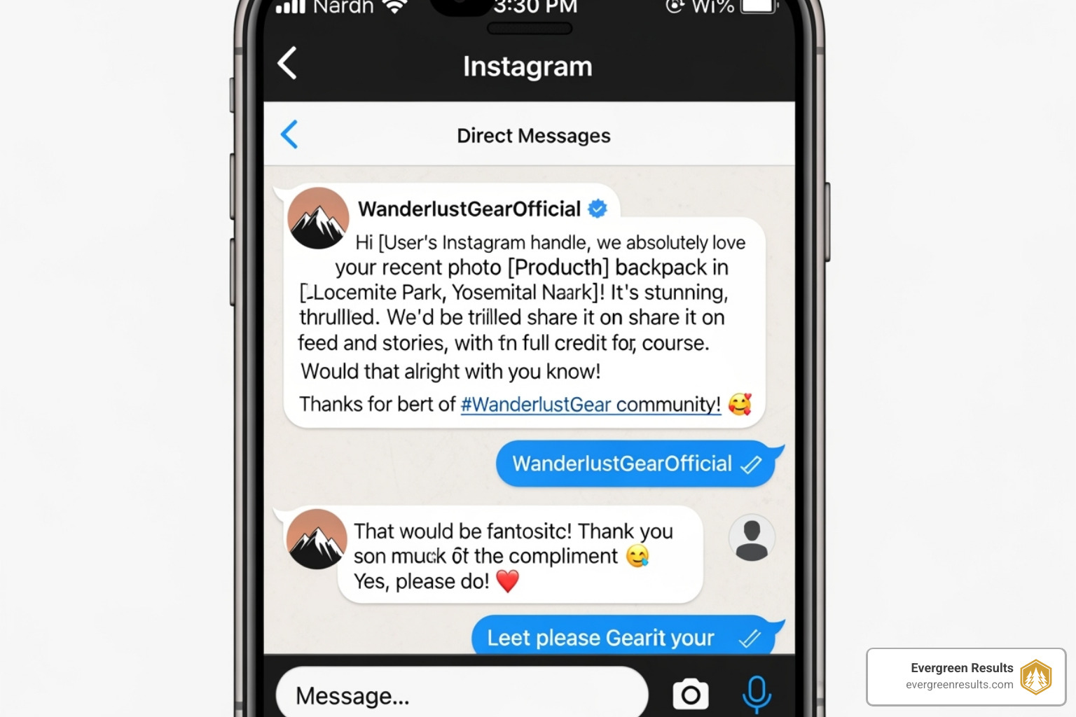 brand asking for permission to use a customer's photo on Instagram - user generated content images brand asking for permission to use a customer's photo on Instagram - user generated content images