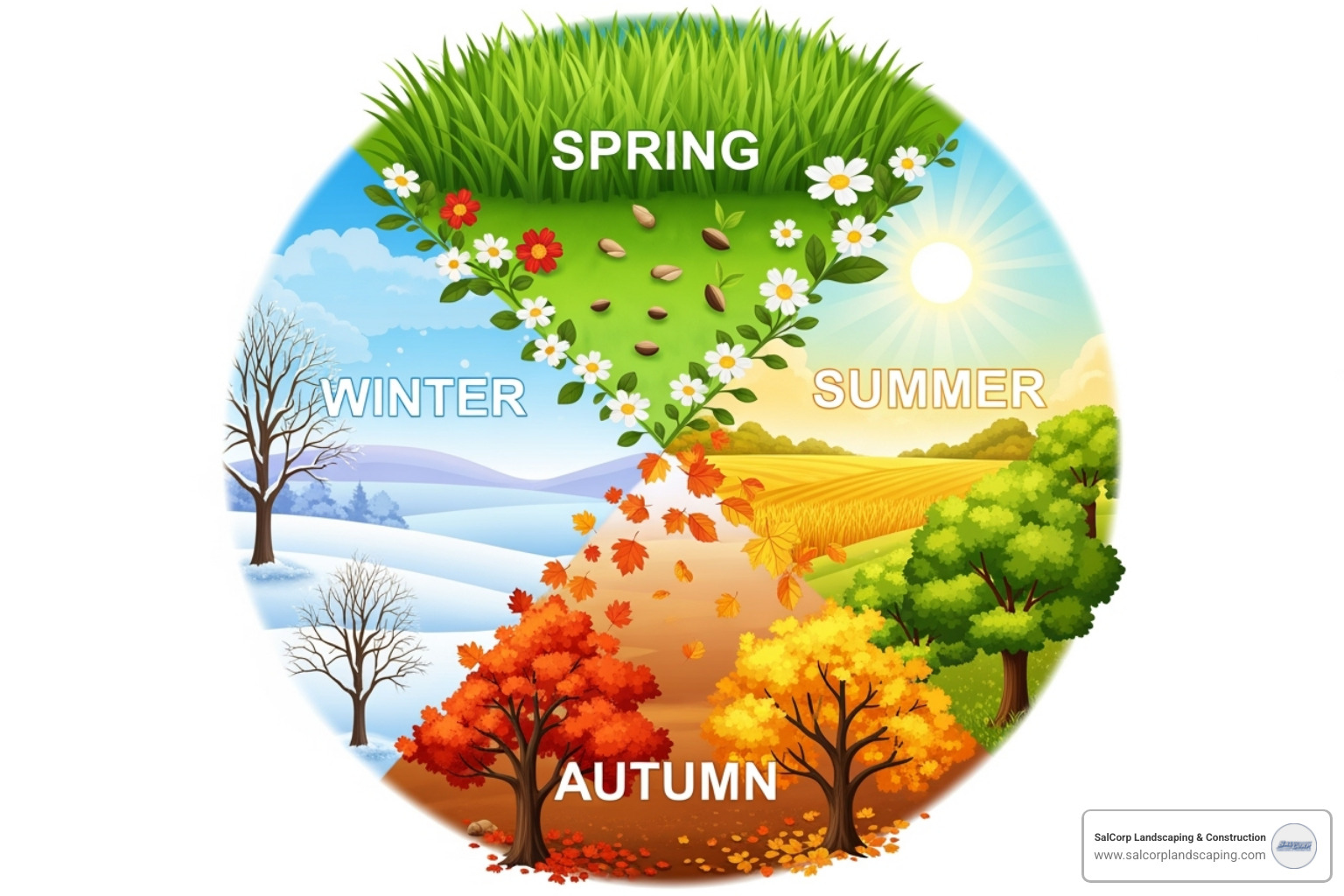 seasonal calendar highlighting spring and fall as best times for hydroseeding - companies that hydroseed