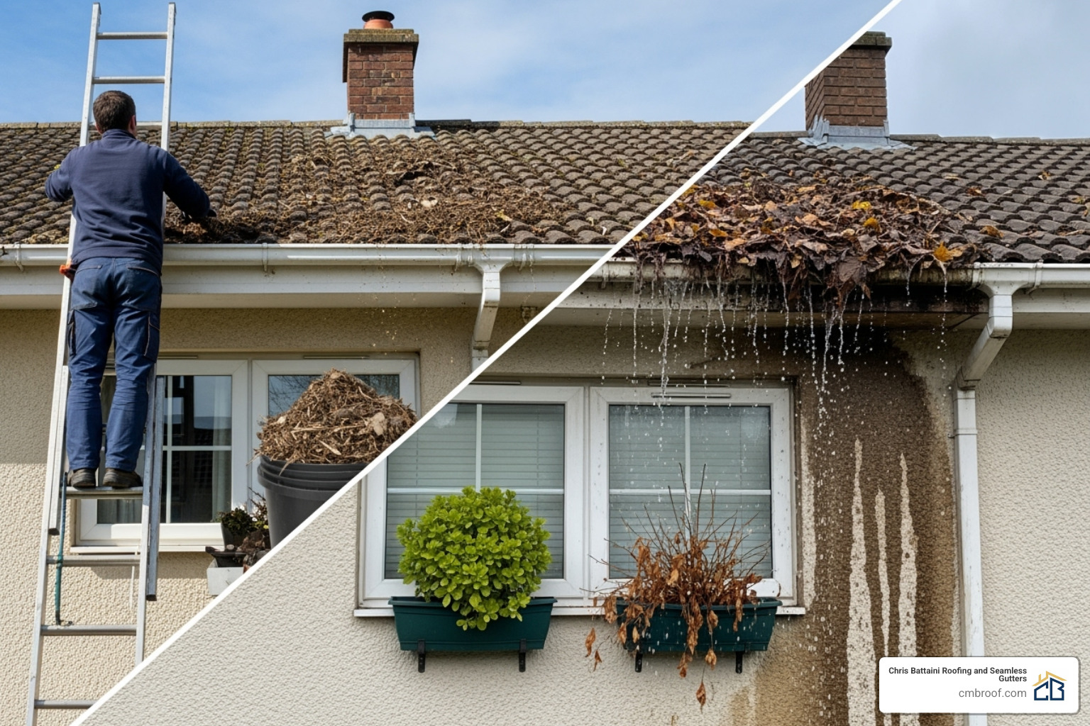 Calendar with spring and fall highlighted for gutter cleaning - gutter cleaning frequency