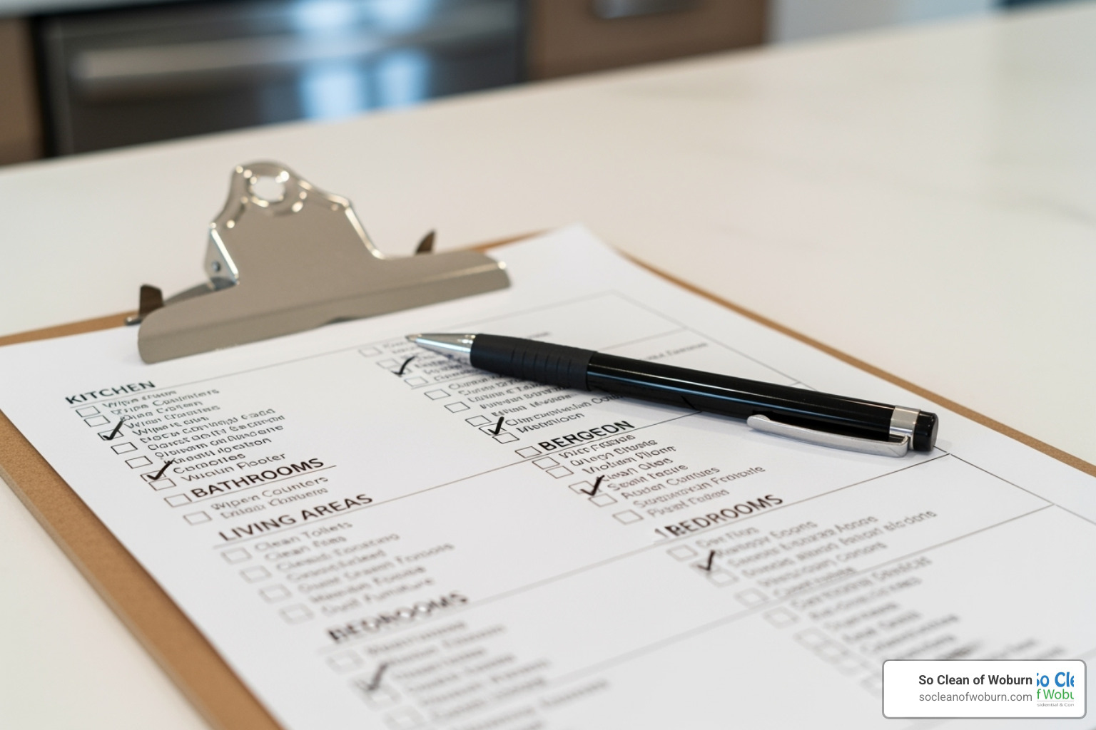 a detailed cleaning checklist on a clipboard - Bi weekly maid service