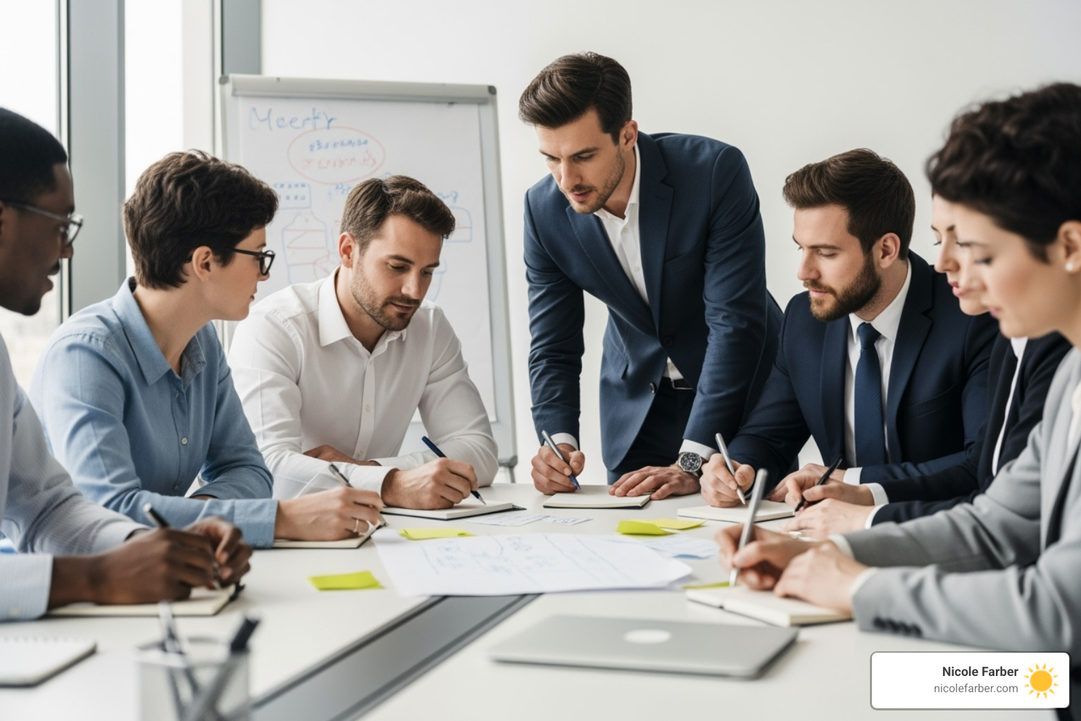 diverse group of lawyers in a collaborative workshop setting - Law firm marketing coach