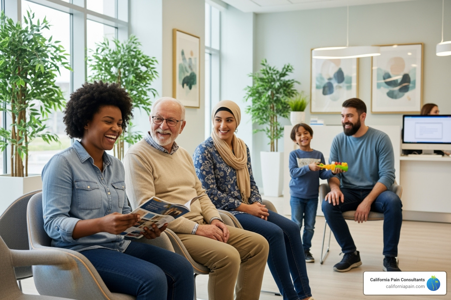 diverse group of smiling patients - pain clinic la mesa