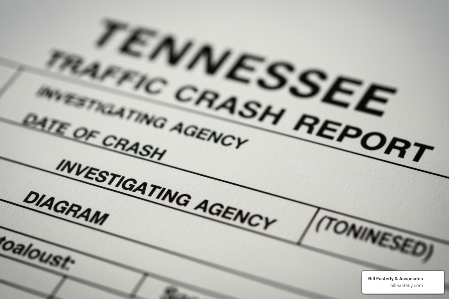 Blurred sample of a Tennessee police crash report - Downtown Nashville accident