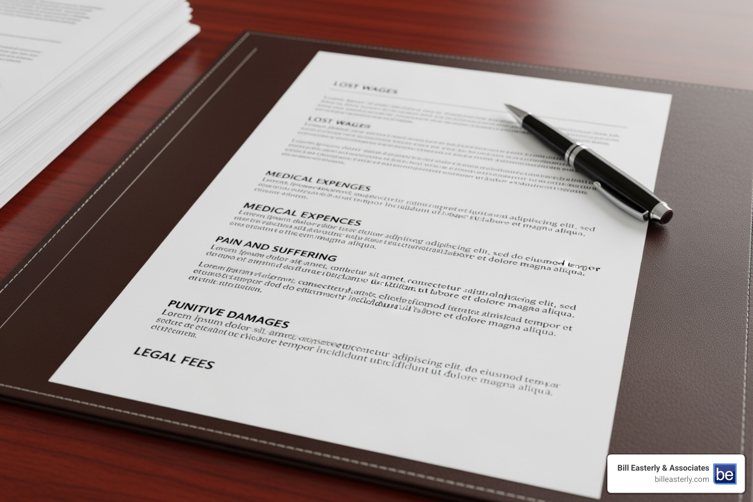 Image of a document outlining different types of recoverable damages - wrongful death claim Tennessee