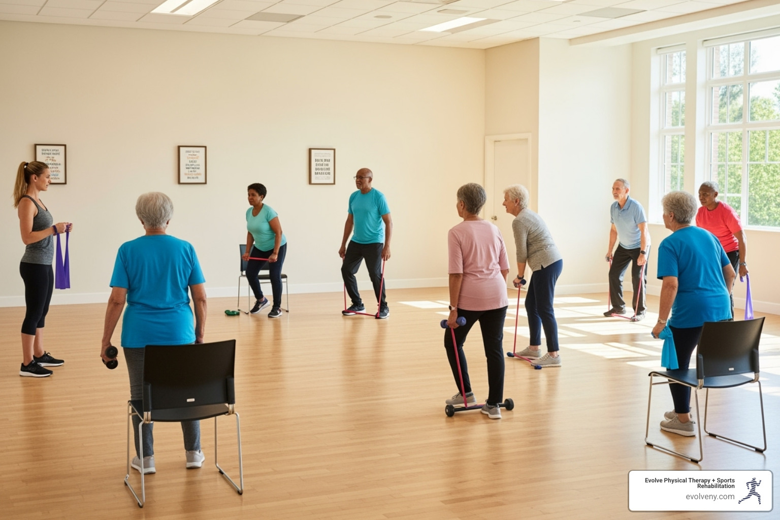 older adults exercising in a community center - fall prevention workshops older adults exercising in a community center - fall prevention workshops