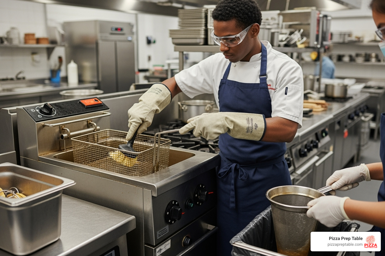 person safely cleaning a commercial fryer - commercial electric deep fryers for sale person safely cleaning a commercial fryer - commercial electric deep fryers for sale