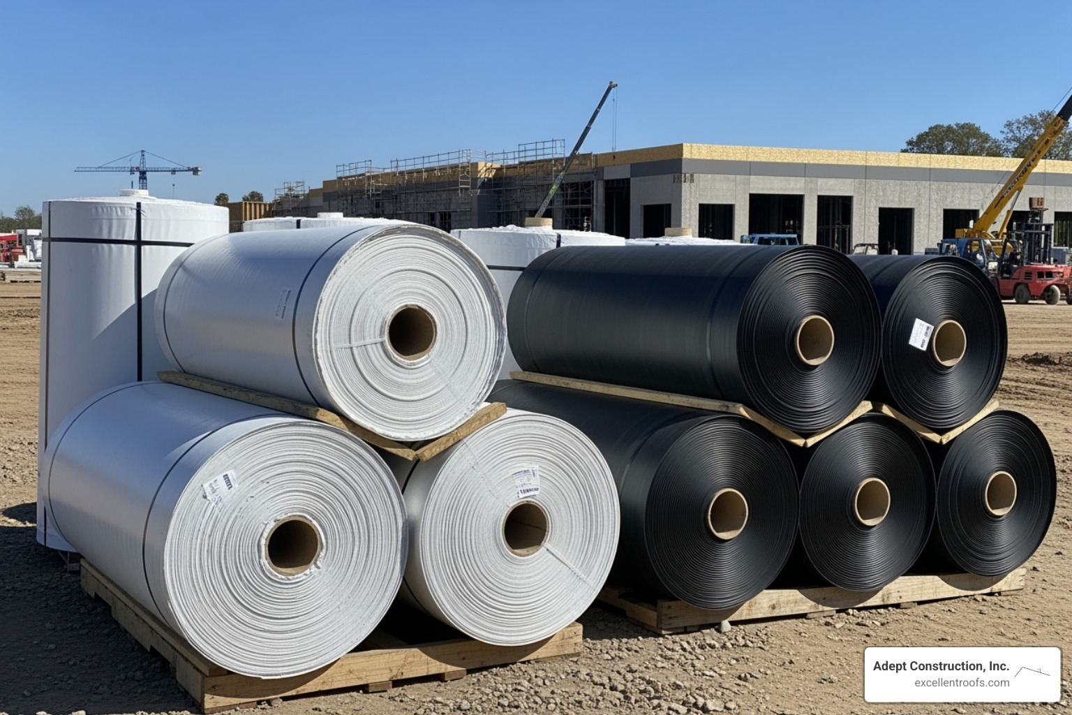 rolls of TPO and EPDM roofing material - commercial roof replacement Illinois rolls of TPO and EPDM roofing material - commercial roof replacement Illinois
