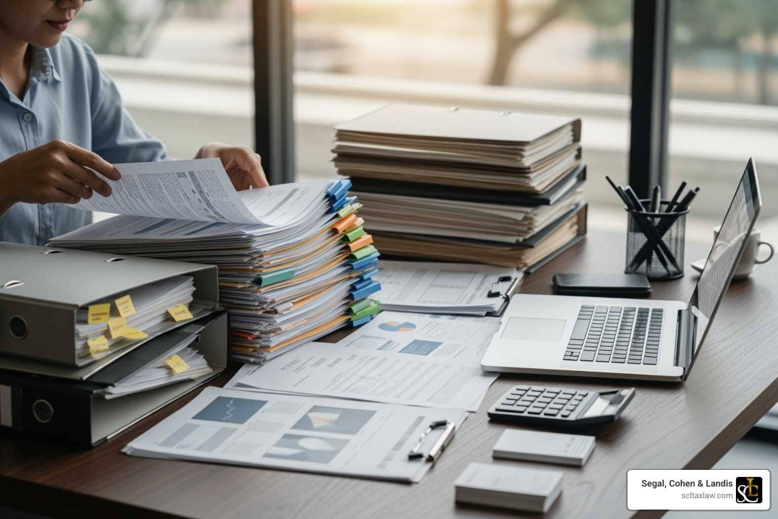 Person organizing documents for an audit - erc credit audits