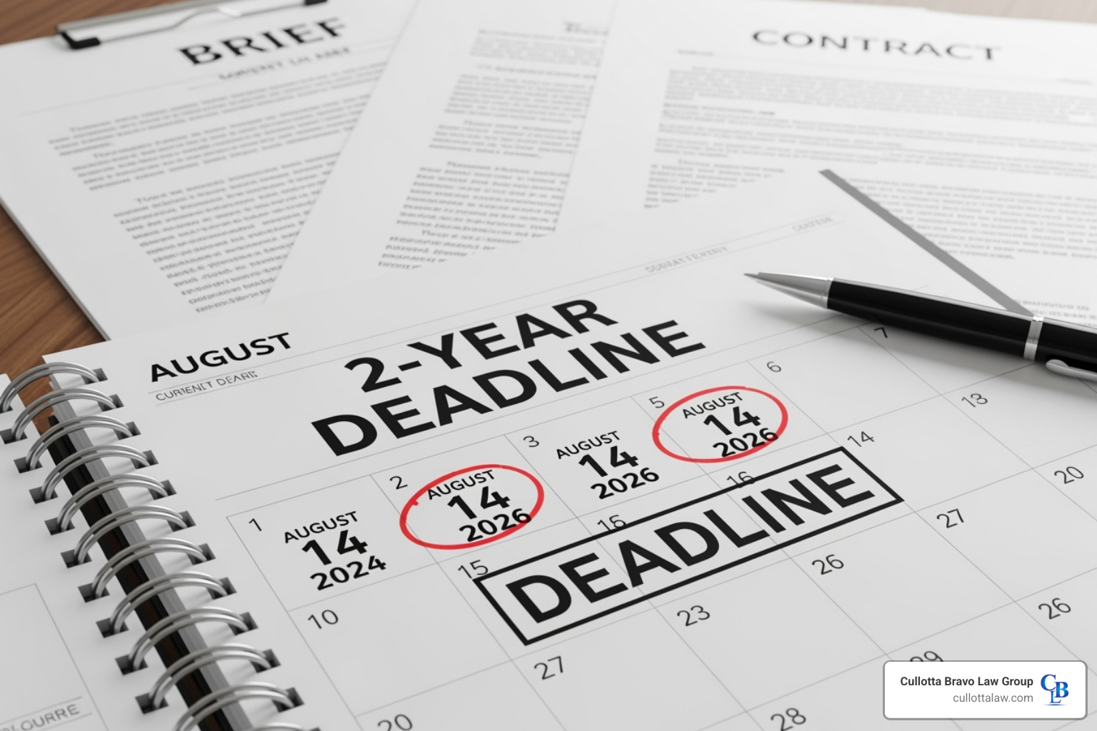 calendar with a two-year deadline circled - aurora slip and fall accident attorney