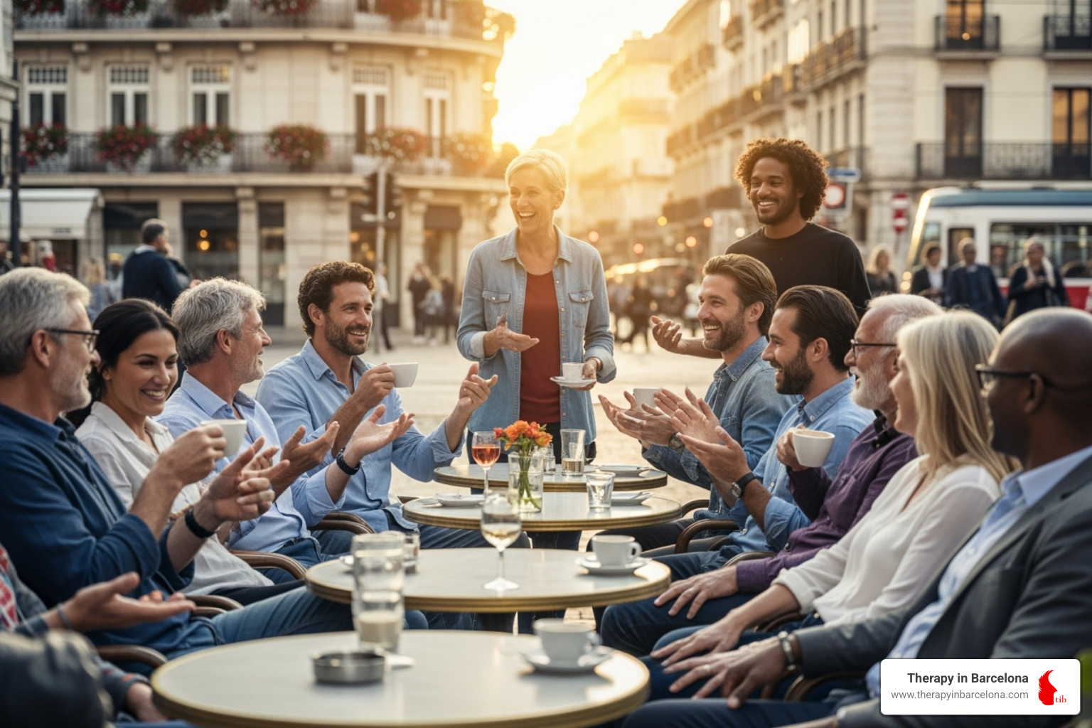 image of a diverse group of people in a comfortable setting, representing the expat community in Spain - counselling intake image of a diverse group of people in a comfortable setting, representing the expat community in Spain - counselling intake