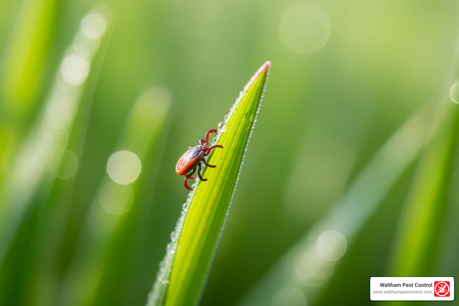 tick on a blade of grass - exterminator dracut ma