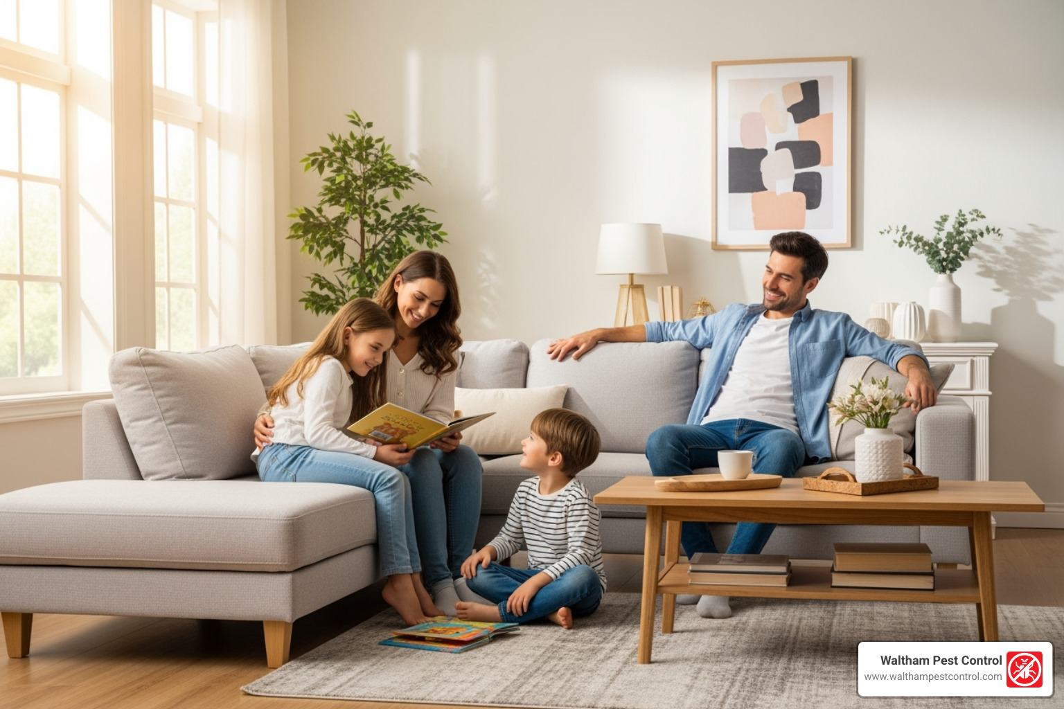 happy family in a pest-free home environment - exterminator dracut ma