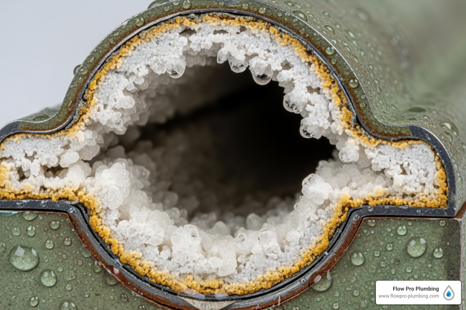 pipe cross-section showing limescale buildup - tankless water heater problems pipe cross-section showing limescale buildup - tankless water heater problems