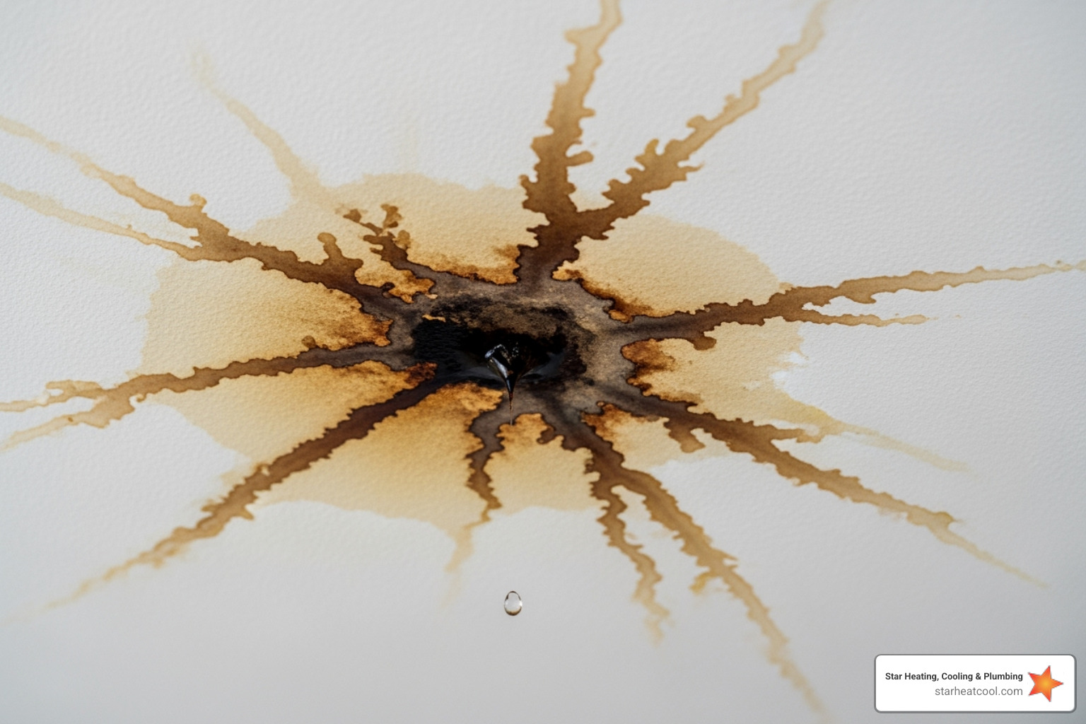 A large, dark water stain is spreading across a white ceiling, indicating a significant leak from above. - affordable plumbing repair in greenwood in A large, dark water stain is spreading across a white ceiling, indicating a significant leak from above. - affordable plumbing repair in greenwood in