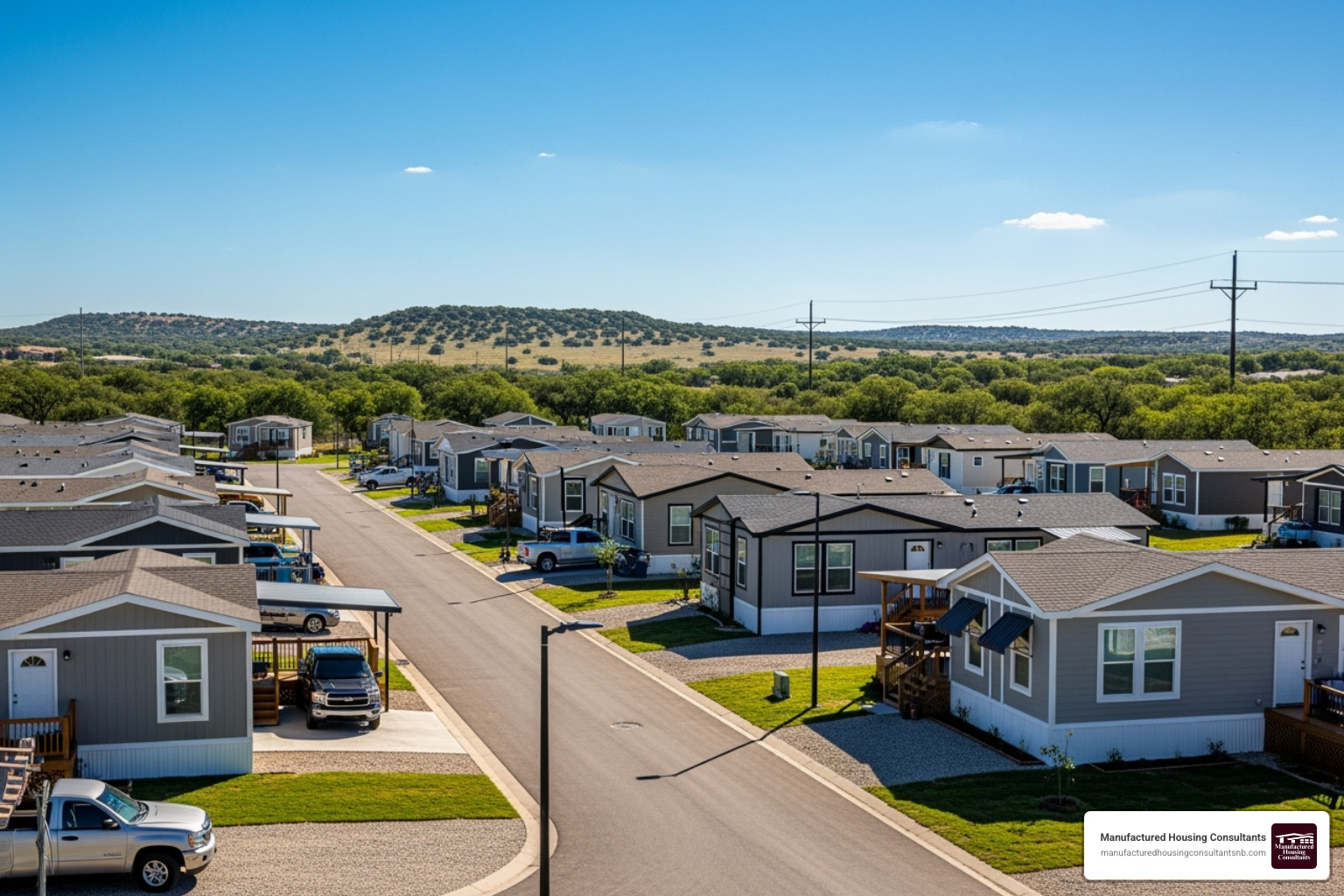Photorealistic image of modern manufactured mobile homes in a Texas setting, under a clear blue sky. - trailer and land packages near me Photorealistic image of modern manufactured mobile homes in a Texas setting, under a clear blue sky. - trailer and land packages near me
