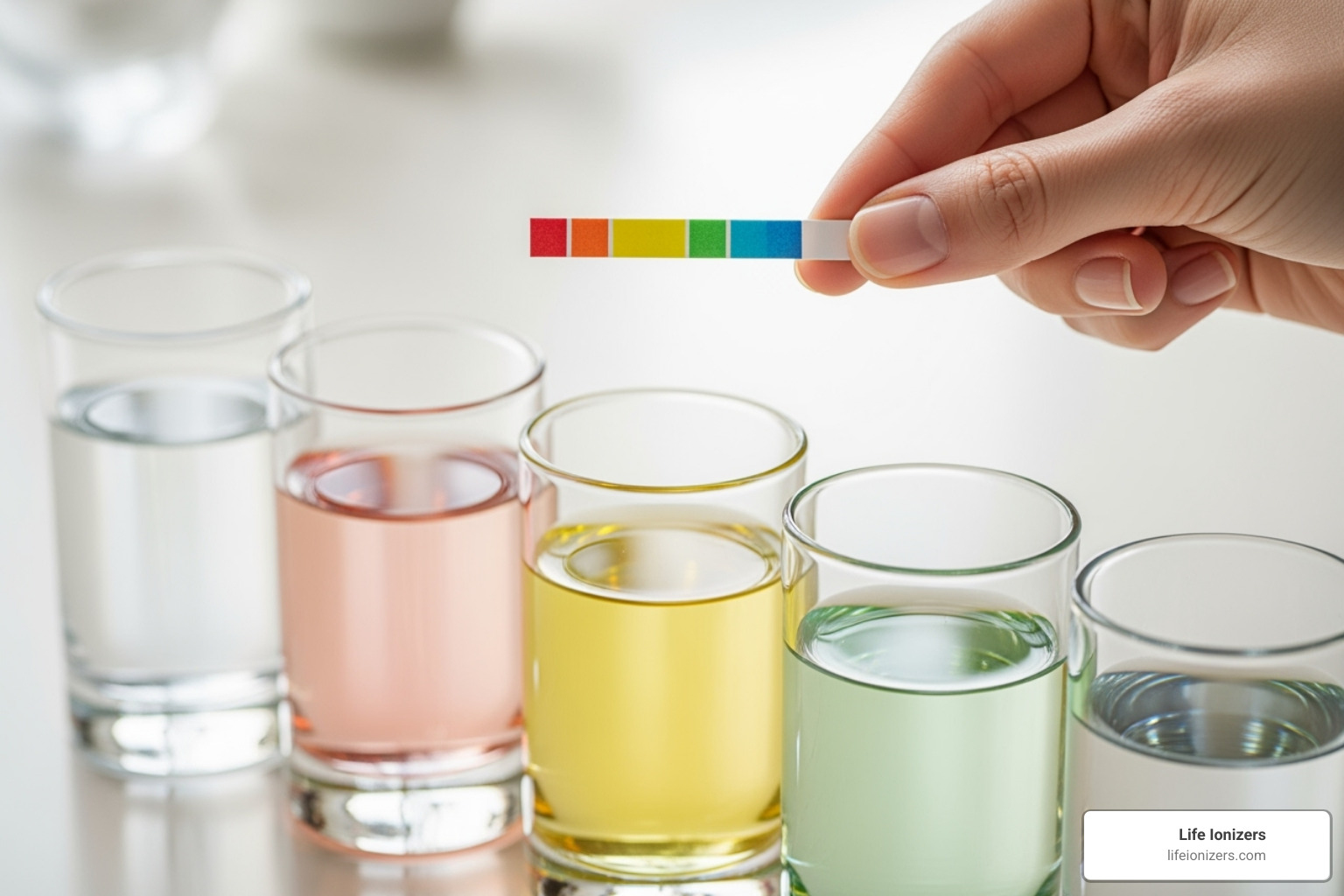 pH strip testing different types of water - health benefits of alkaline water