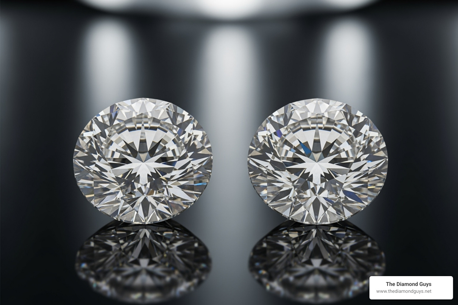 Lab-grown diamond next to a mined diamond showing their identical sparkle - design your ring