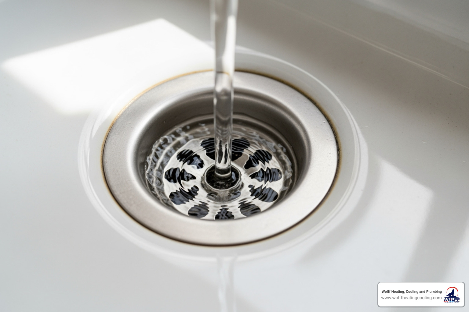 A clean, functioning drain with clear water flowing, symbolizing a healthy plumbing system - sewer line repair albuquerque