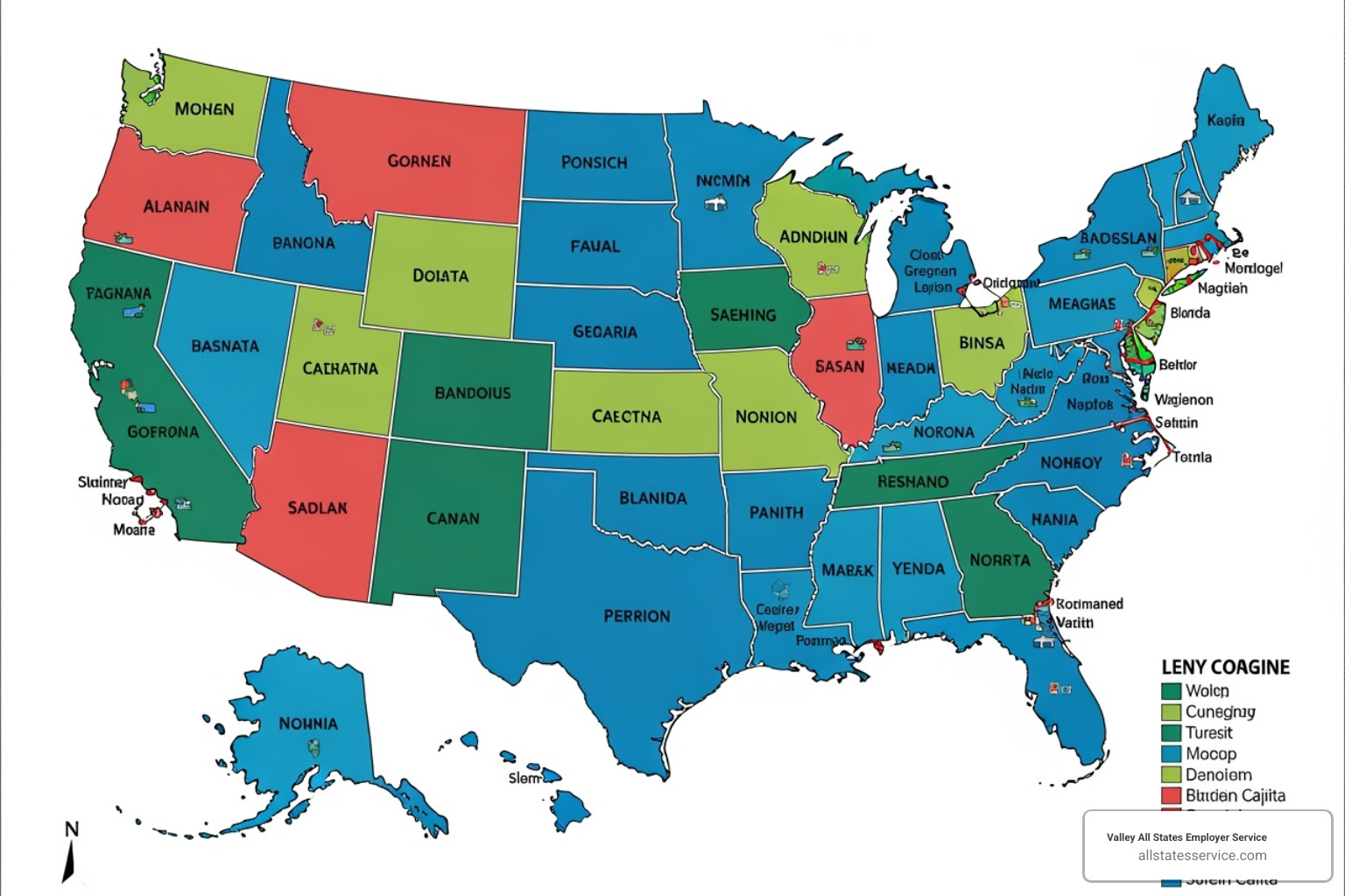 Map of the United States with states having E-Verify mandates highlighted in different colors for public, private, or state contractor requirements - E-Verify new hire Map of the United States with states having E-Verify mandates highlighted in different colors for public, private, or state contractor requirements - E-Verify new hire