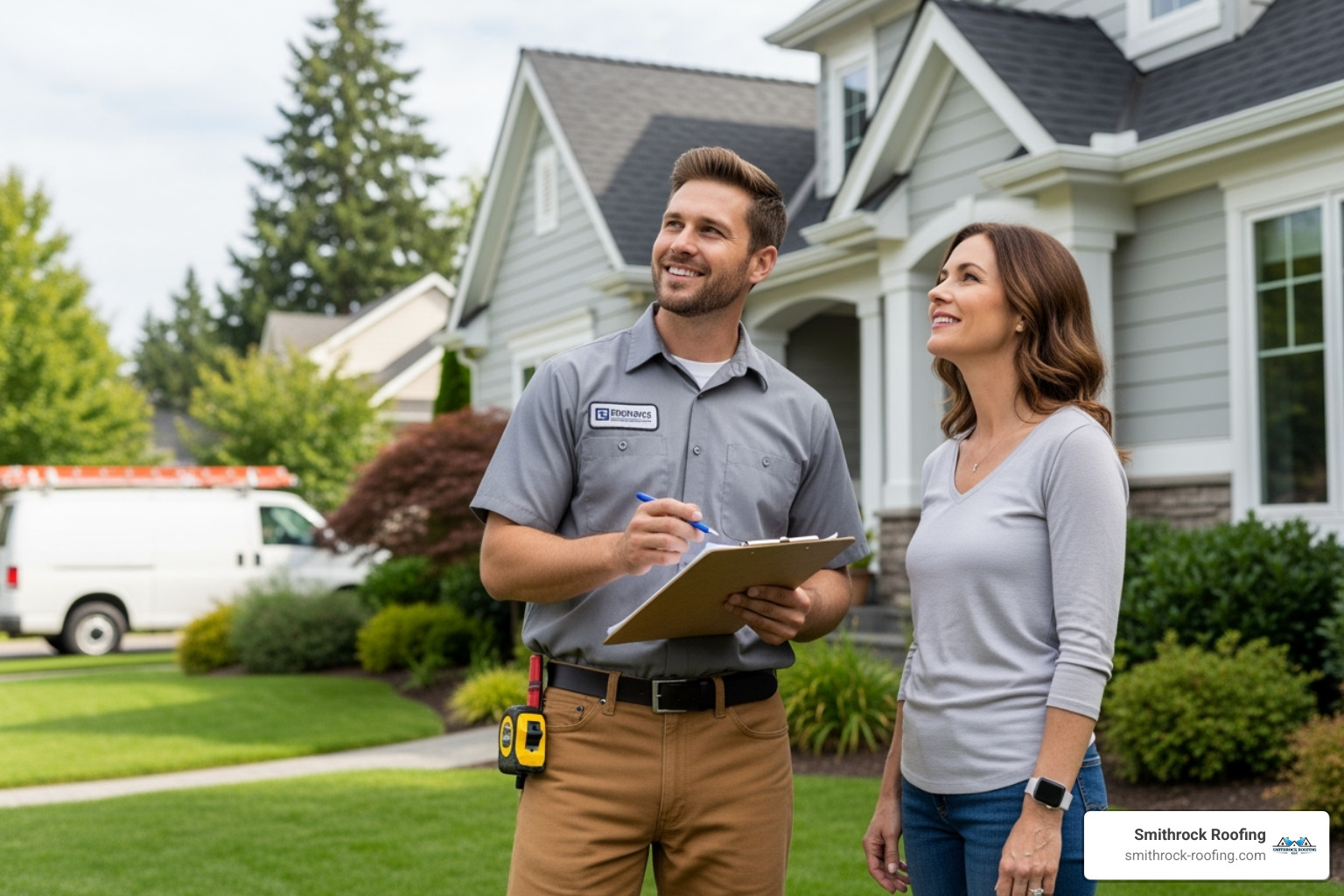 Friendly contractor discussing project with homeowner - gutter repair Winston Salem