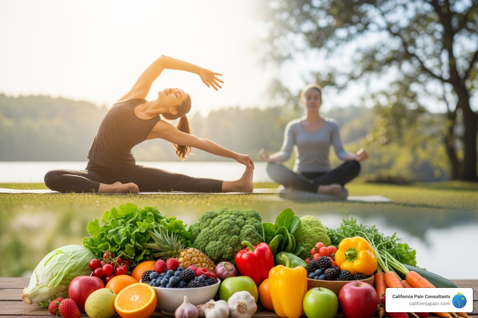 various natural wellness strategies like healthy foods, gentle movement, and stress reduction - naturopathic medicine