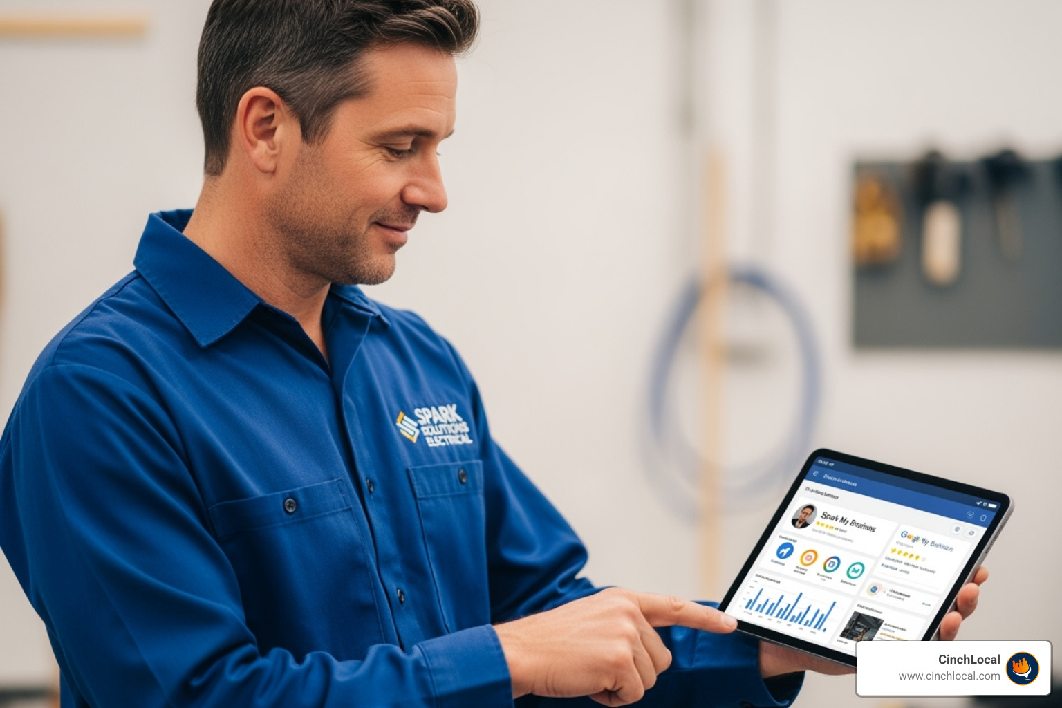 Responsive electrician website design displayed on desktop, tablet, and smartphone, highlighting mobile-friendliness and clear calls-to-action. - digital marketing for electricians