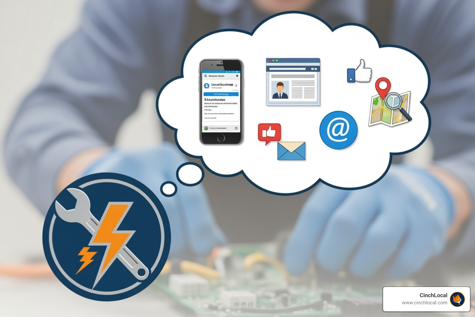 Google search results page with Local Services Ad and PPC ad for an electrician highlighted. - digital marketing for electricians