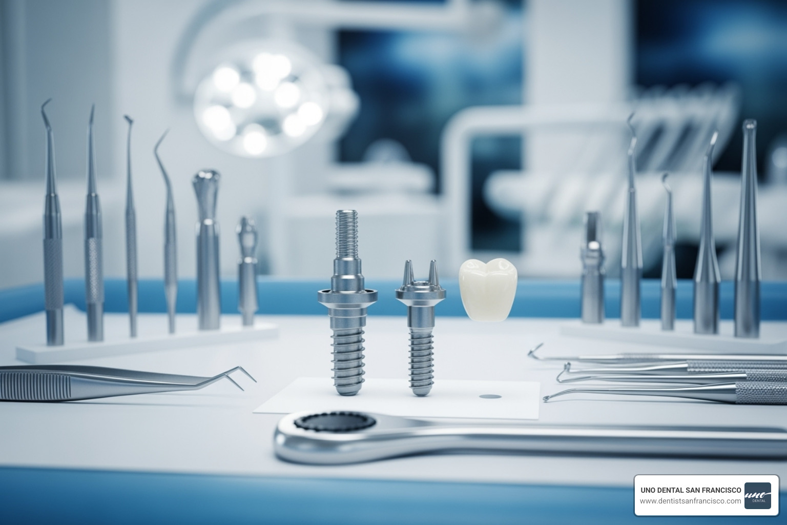 A diagram illustrating the various factors that influence the overall cost of dental implants, including the number of implants, material quality, dentist's expertise, geographic location, and additional procedures like bone grafting or sedation. - Affordable dental implants