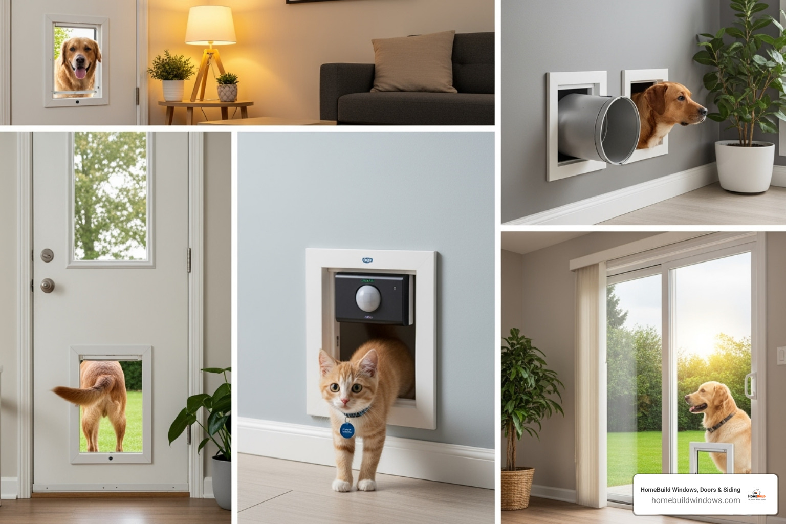 different types of pet doors (flap, electronic, wall-mount, sliding panel) - pet door installation near me