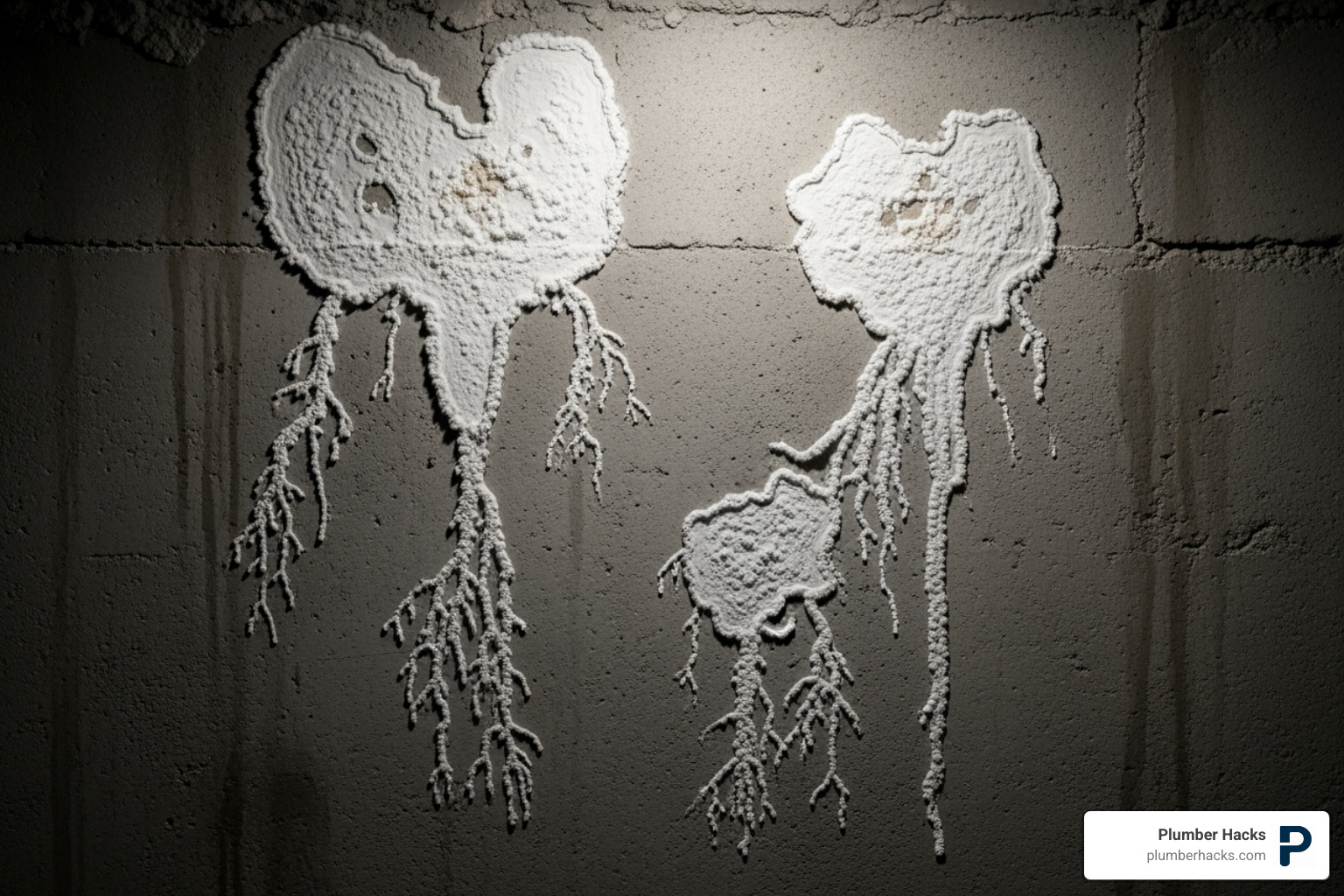 efflorescence on concrete wall - Basement water leak
