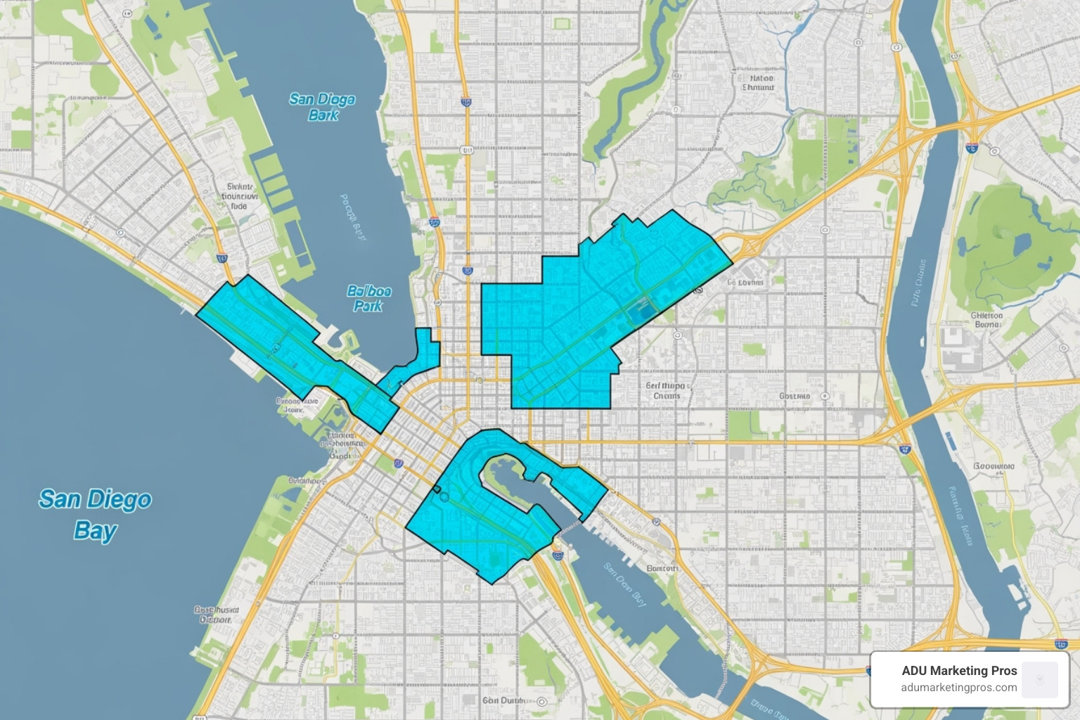 map highlighting san diego's transit priority areas - san diego adu parking requirements