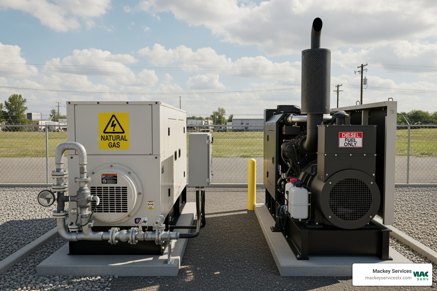 Natural gas and diesel generators side-by-side - kohler 125 kw generator