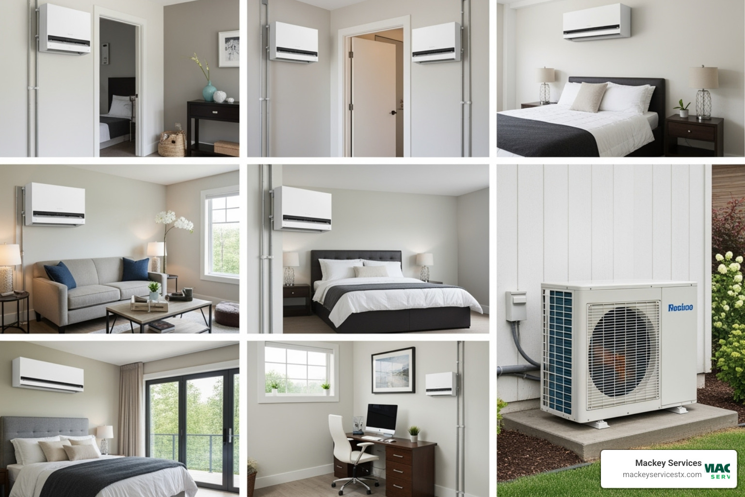 Multi-zone ductless mini-split setup with several indoor units in different rooms - ductless heater for house