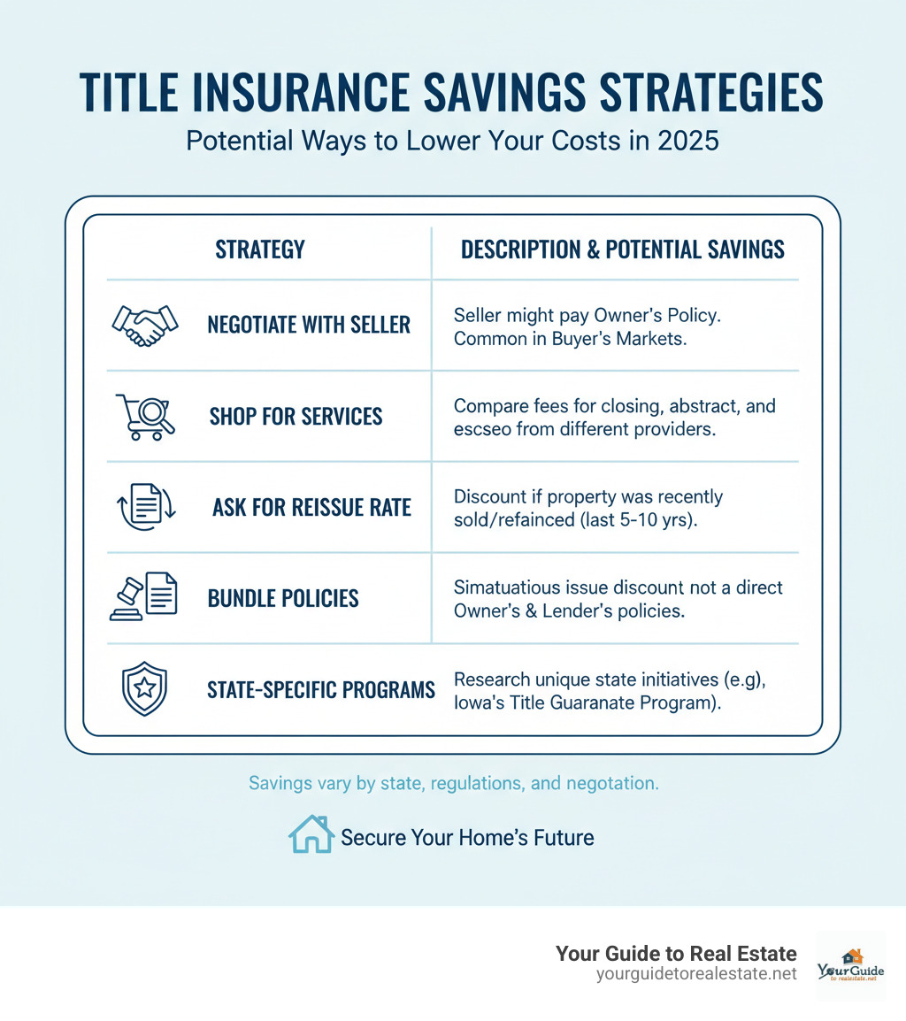 Table comparing potential savings strategies for title insurance - Cost of title insurance infographic 