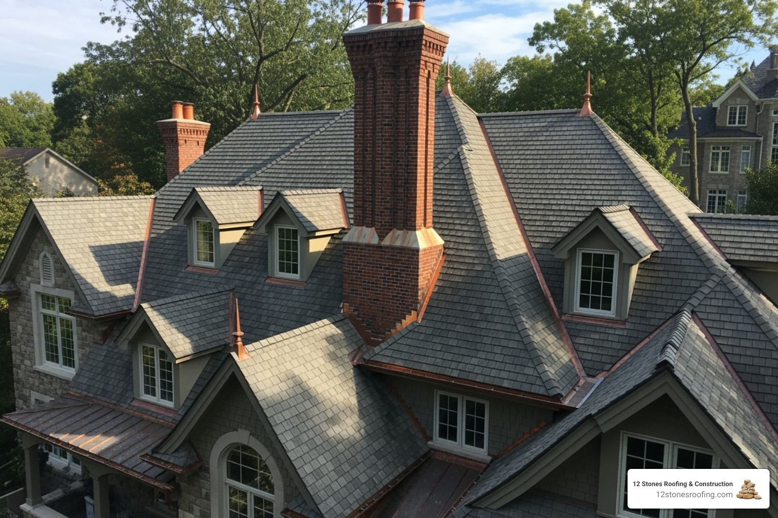 complex roof with a steep pitch and multiple valleys - Water damage roof cost complex roof with a steep pitch and multiple valleys - Water damage roof cost