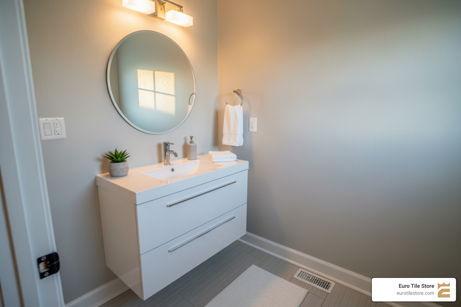 a refreshed small bathroom with a new vanity and fresh paint - how much does a small bathroom remodel cost