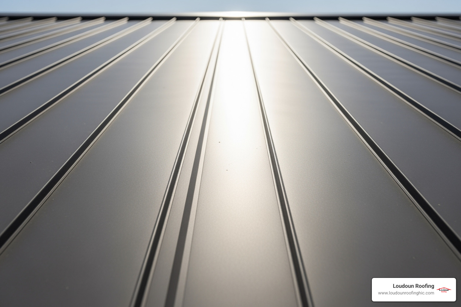 A close-up image of a neatly installed standing seam metal roof panel - metal roofing loudoun county