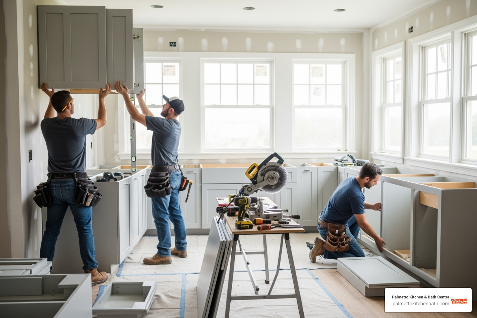 A kitchen during the installation phase showing careful craftsmanship - custom kitchen remodeling miami fl