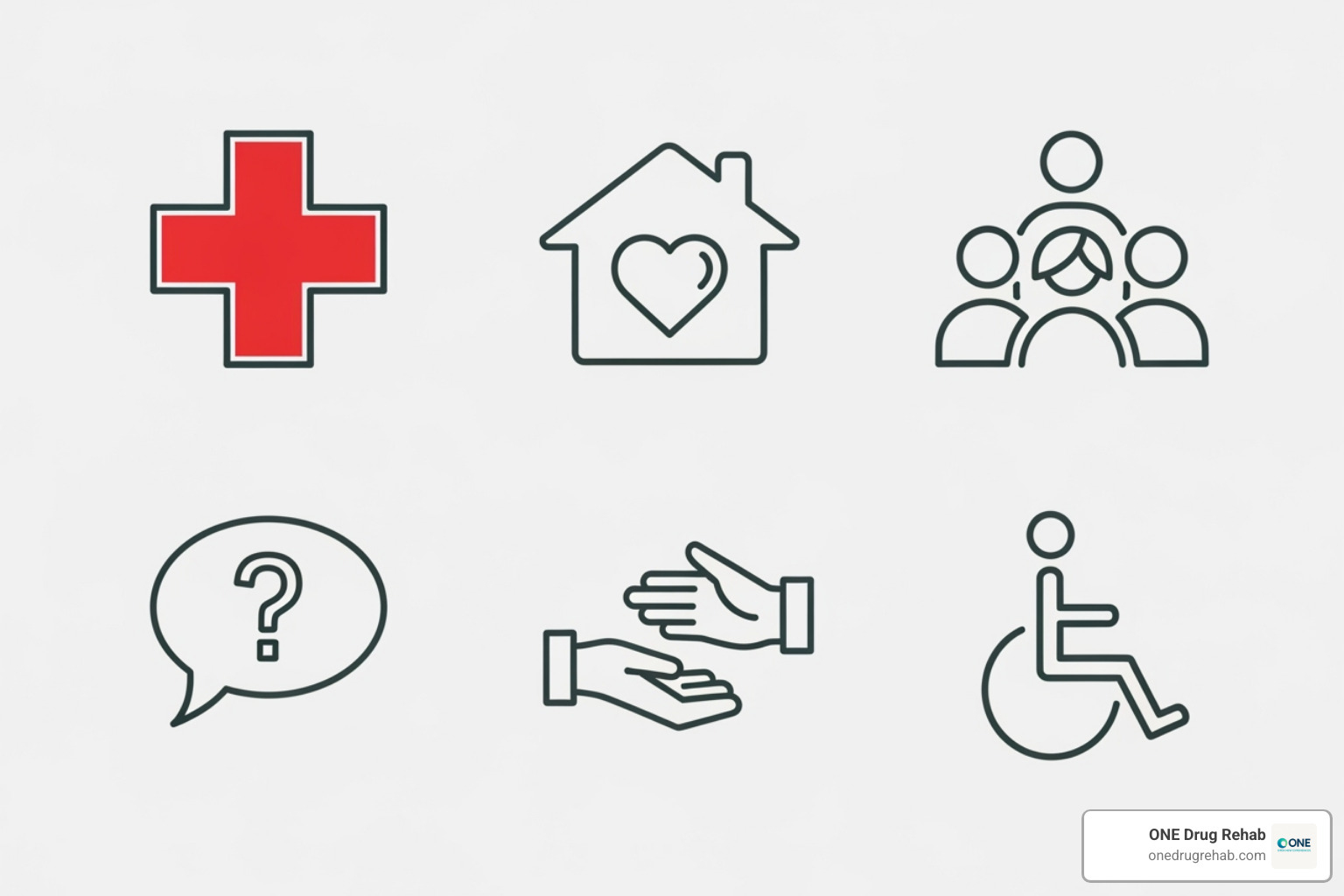 icons representing different types of care - national rehab directory