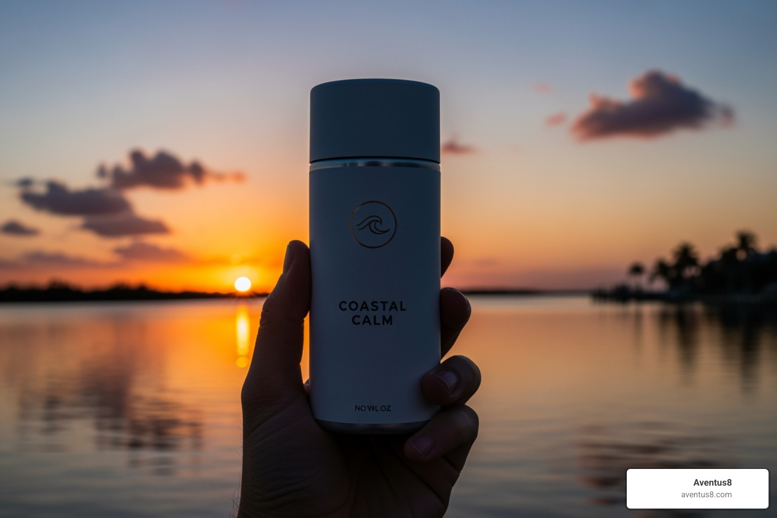 sunset over the Intracoastal Waterway with a person holding a cannabis tonic - best cannabis drinks