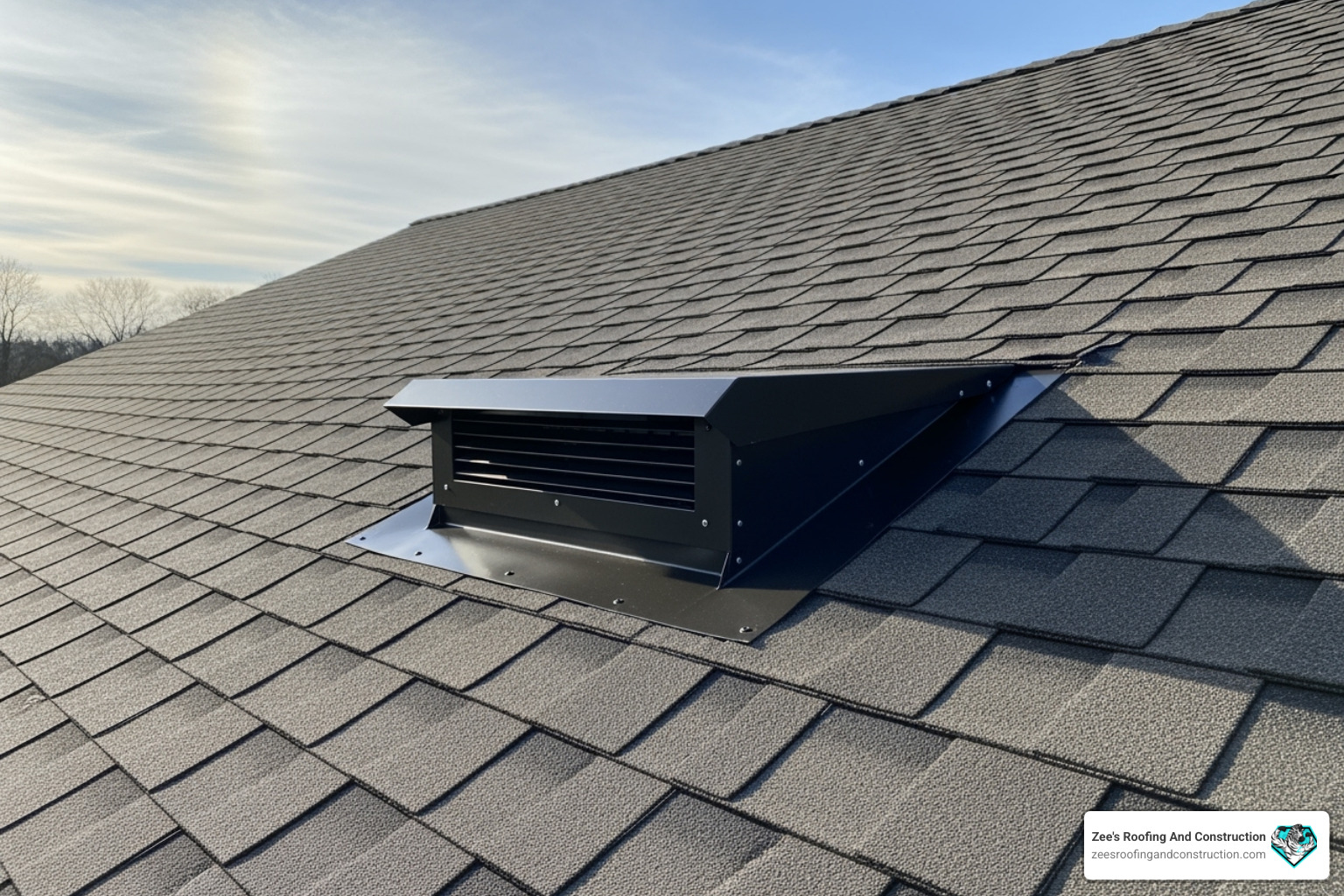 properly installed roof vent on an asphalt shingle roof - asphalt shingle roofs