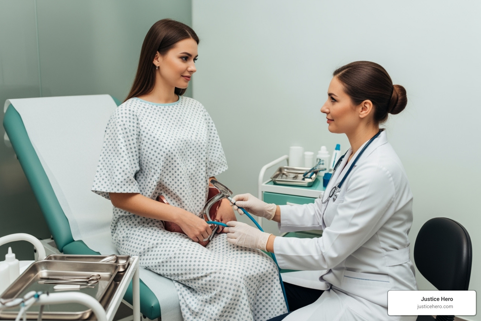 patient undergoing a pelvic exam - mesh surgery complications