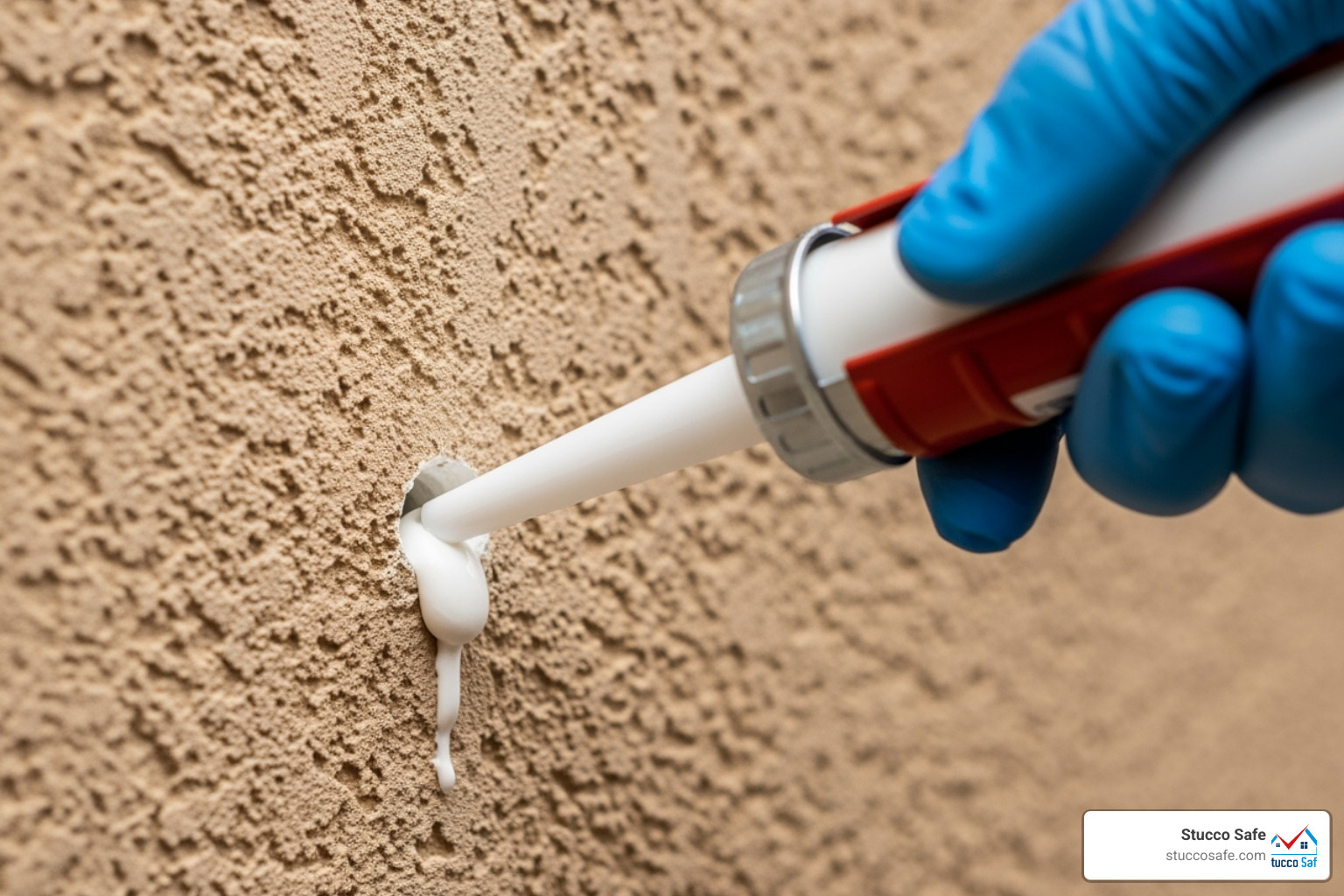 a caulk gun applying sealant into a prepared screw hole - how to fill screw holes in stucco a caulk gun applying sealant into a prepared screw hole - how to fill screw holes in stucco