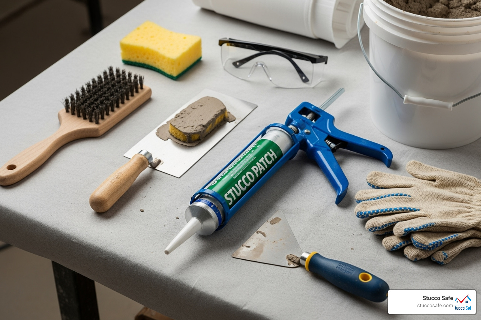 all the necessary tools and materials laid out neatly - how to fill screw holes in stucco all the necessary tools and materials laid out neatly - how to fill screw holes in stucco