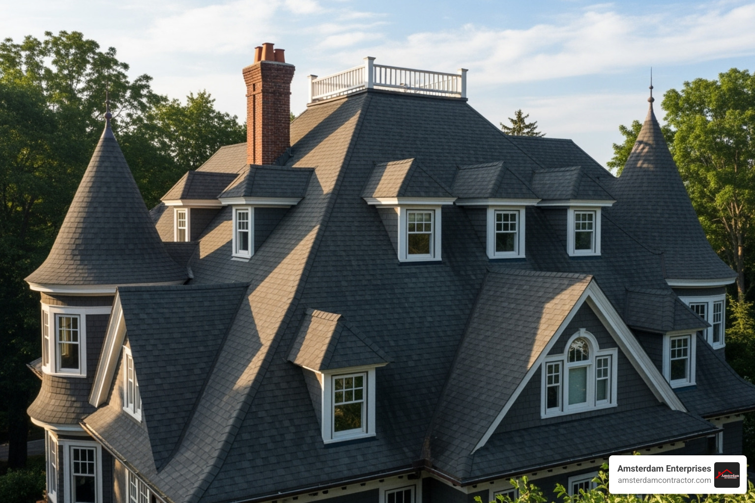 steep complex roof - emergency roof repair cost