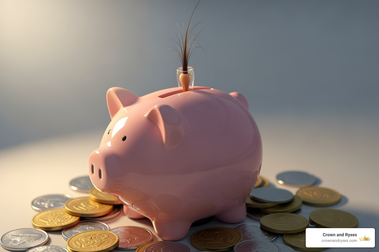 image of a piggy bank with a hair follicle, symbolizing the investment - FUE hair transplant cost