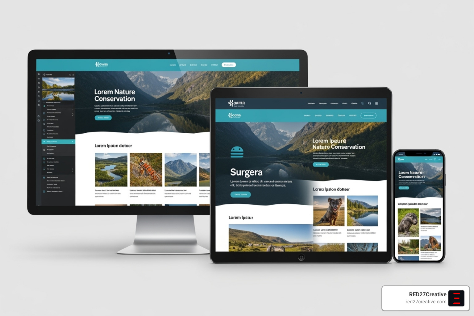 A website displayed perfectly on a desktop, tablet, and smartphone, illustrating responsive design across multiple screen sizes - seo web design packages A website displayed perfectly on a desktop, tablet, and smartphone, illustrating responsive design across multiple screen sizes - seo web design packages